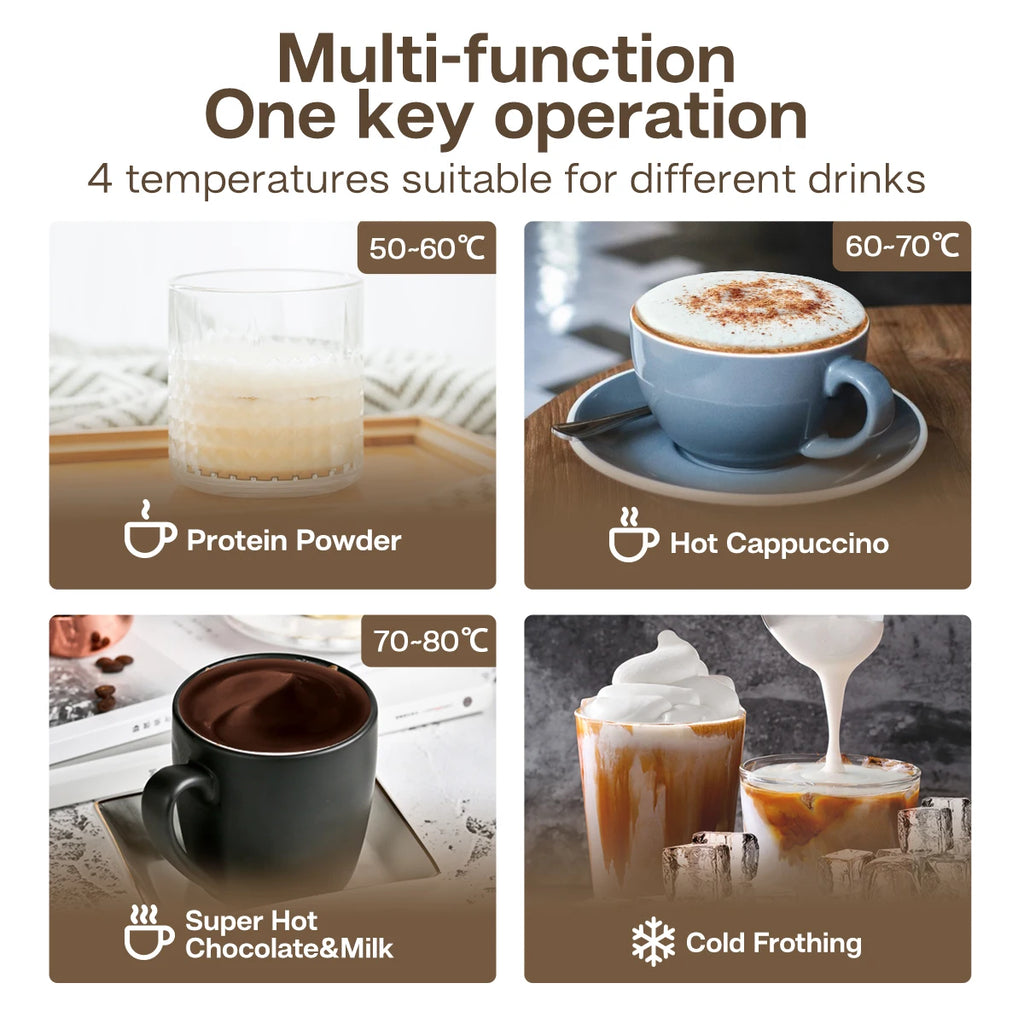 HiBREW 4 in 1 Milk Frother Frothing Foamer Fully automatic Milk Warmer Cold/Hot Latte Cappuccino Chocolate Protein powder M3A