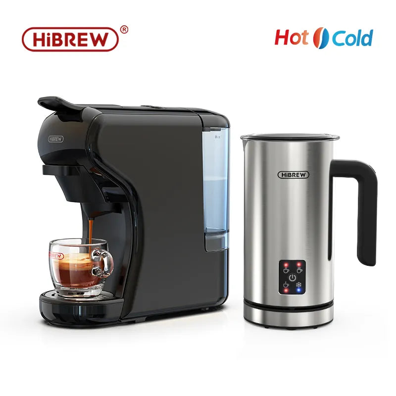 HiBREW 4 in 1 multiple Capsule Machine Full Automatic With Stainless Steel Hot & Cold Milk Foaming Machine M3